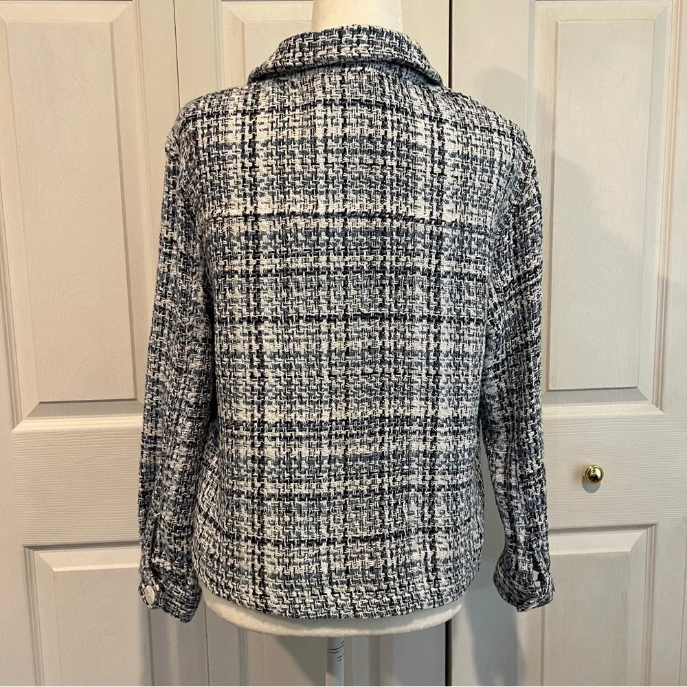 🍋 Stoosh Blue and White Button Down Knit Jacket - M - Picture 6 of 8